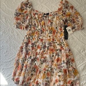 Trixxi Multicolor Floral Dress with Puff Sleeves